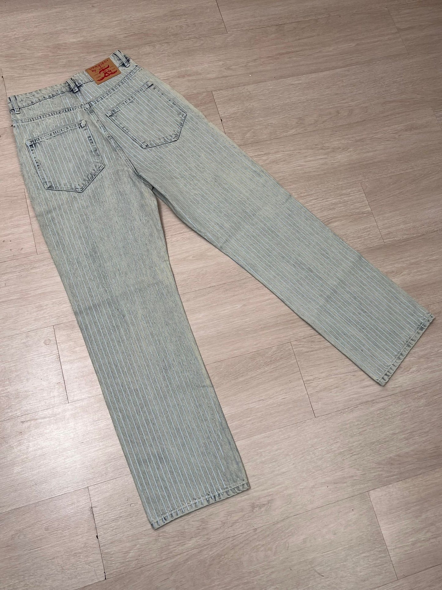 Y-Project Striped Wide-Leg Jeans in White