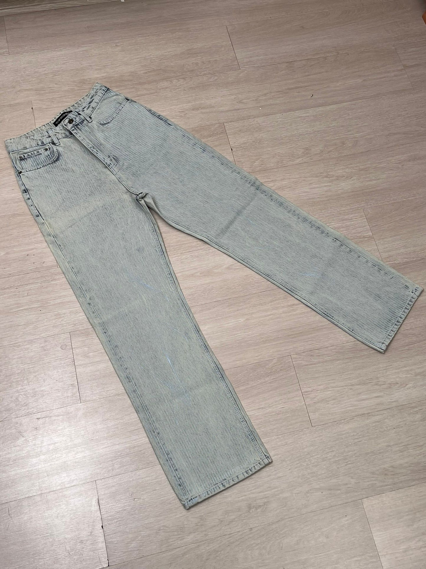 Y-Project Striped Wide-Leg Jeans in White